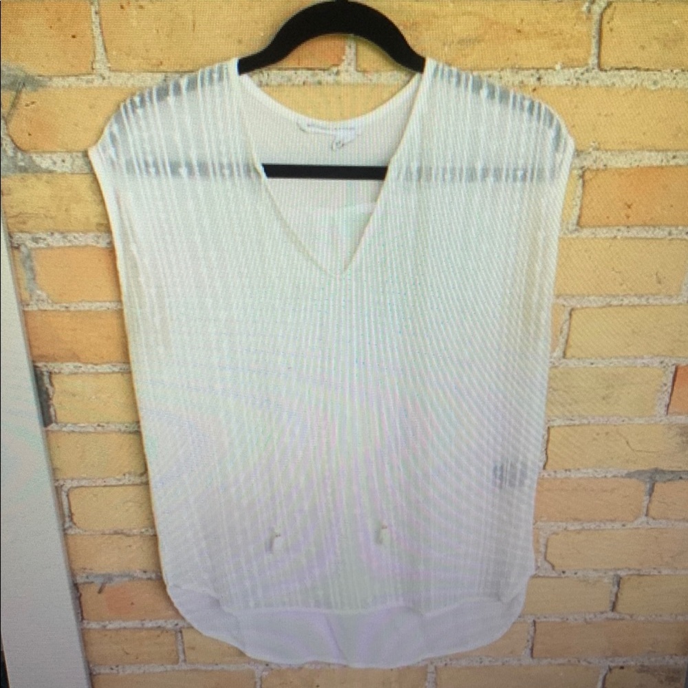 Cream Pleated Blouse with Long Sleeves